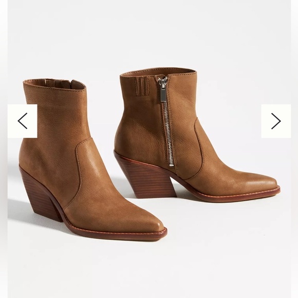 BRAND NEW Anthropologie Dolce Vita Volli Brown Pointed Toe Leather Suede Boots - Picture 1 of 8
